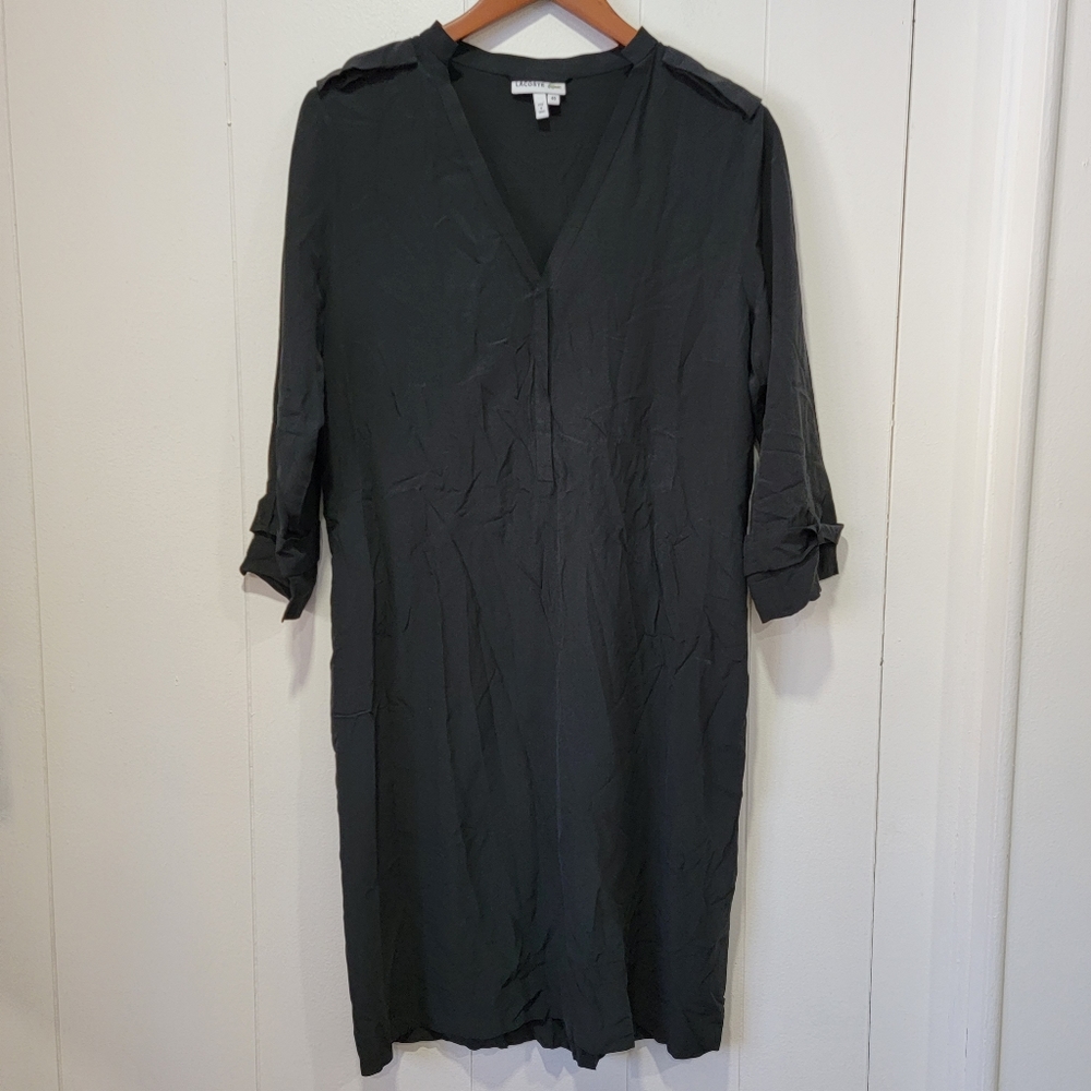 Lacoste Womens Black Silk 3/4 sleeve Shift Dress Size 40, US Medium